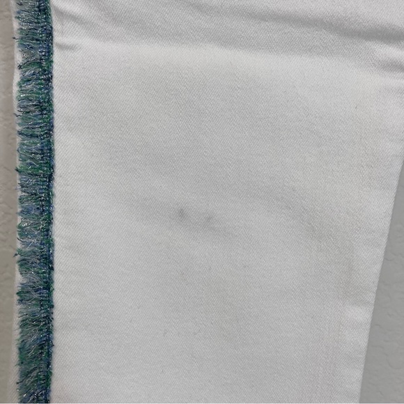 7 For All Mankind | High Waist Ankle Skinny Fringe Jeans, White Sz 28 - Picture 4 of 16